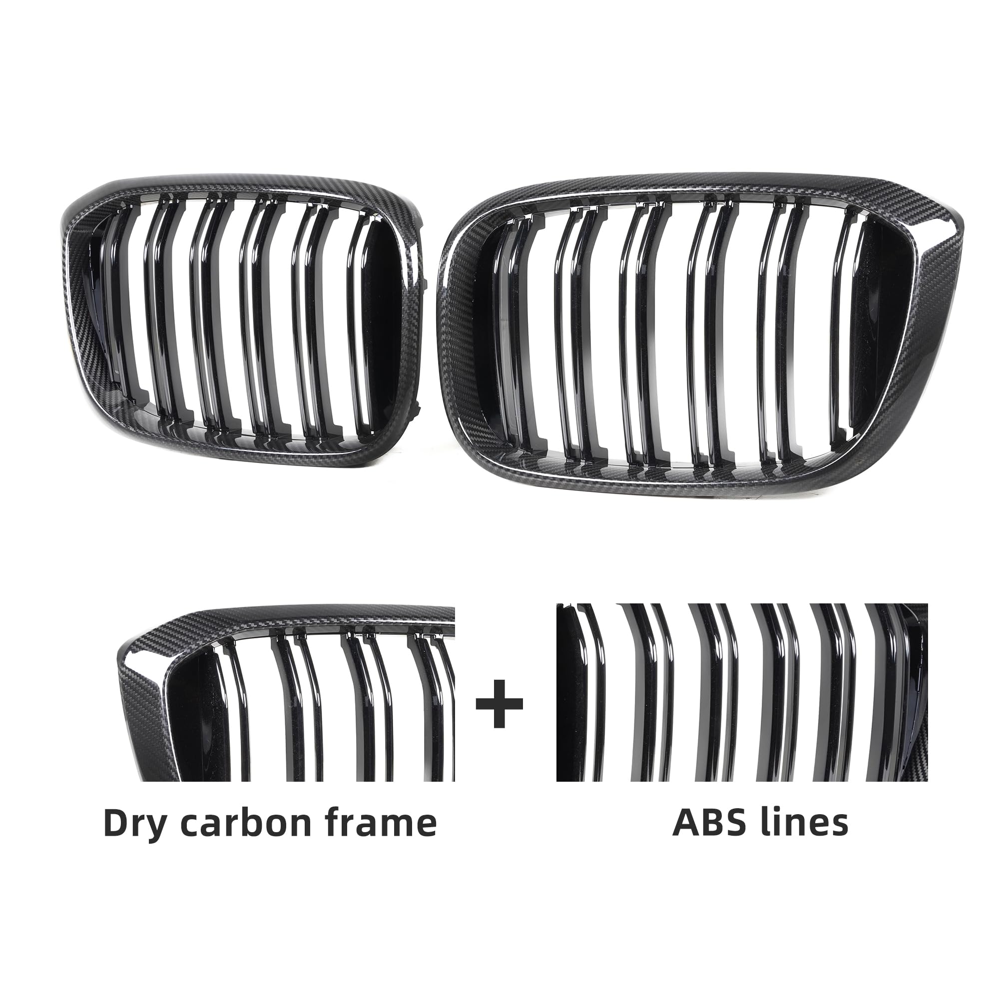 G01 Griglia anteriore/griglie a secco in stile carbonio di ricambio per BMW Serie X3 G01/G08 e X4 Serie 4 G02 berlina a 4 porte 2019-2021 2 pezzi/set