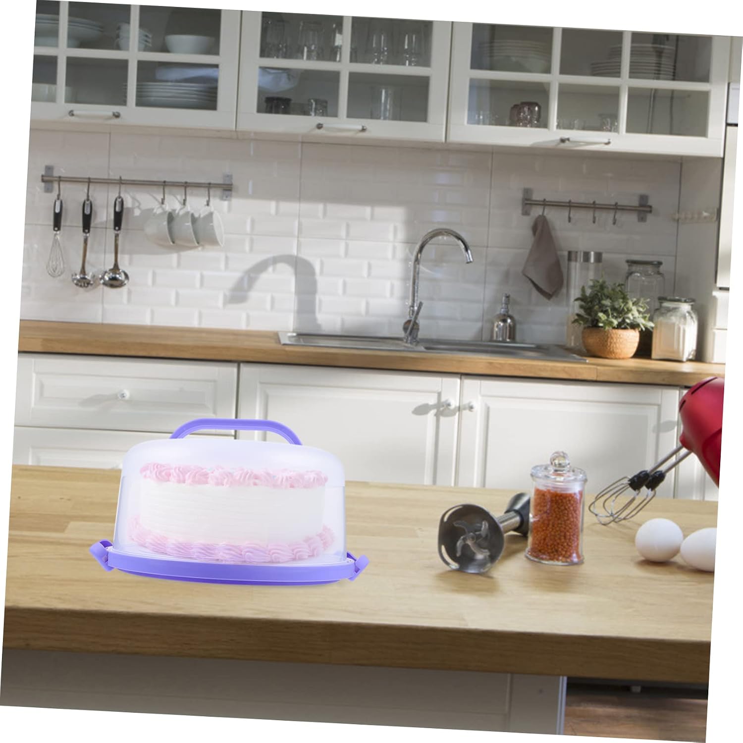 Zerodeko 10 Inch Cake Box Heavy Duty Plastic Cake Carrier Container Box Muffins Cookies Baked Goods