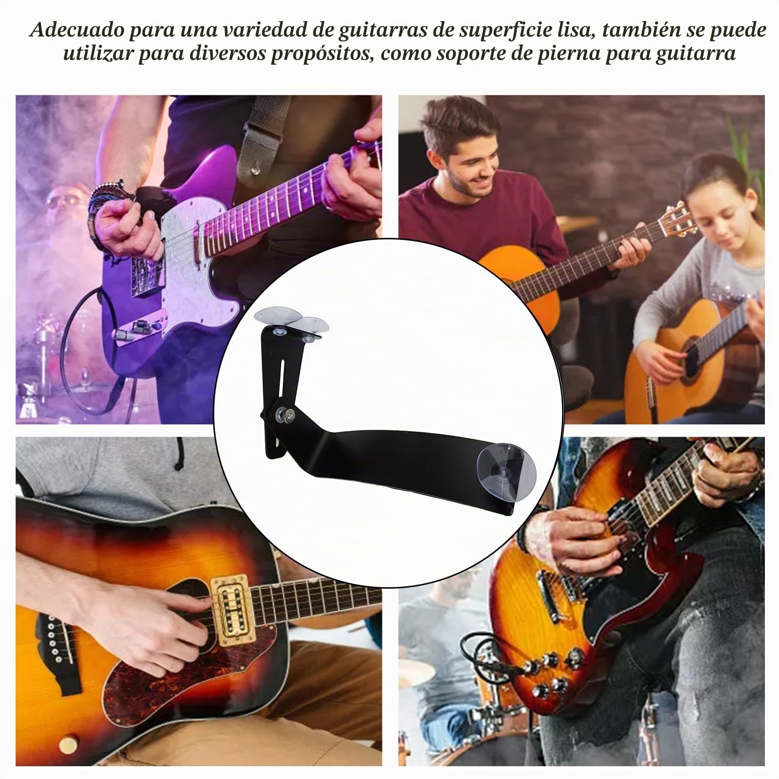 Reposapiés de Aluminio para Guitarra Soporte para Piernas con Ventosa de Goma Negro