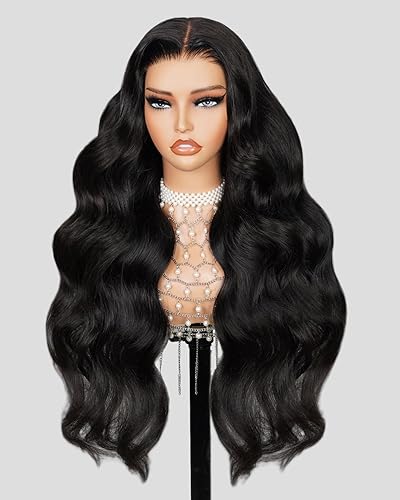 Miniatura 1 de MEGALOOK Pelucas de cabello humano con reflejos degradados sin pegamento, precortadas con cierre de 6 x 5, pelucas de cabello humano Balayage Wear