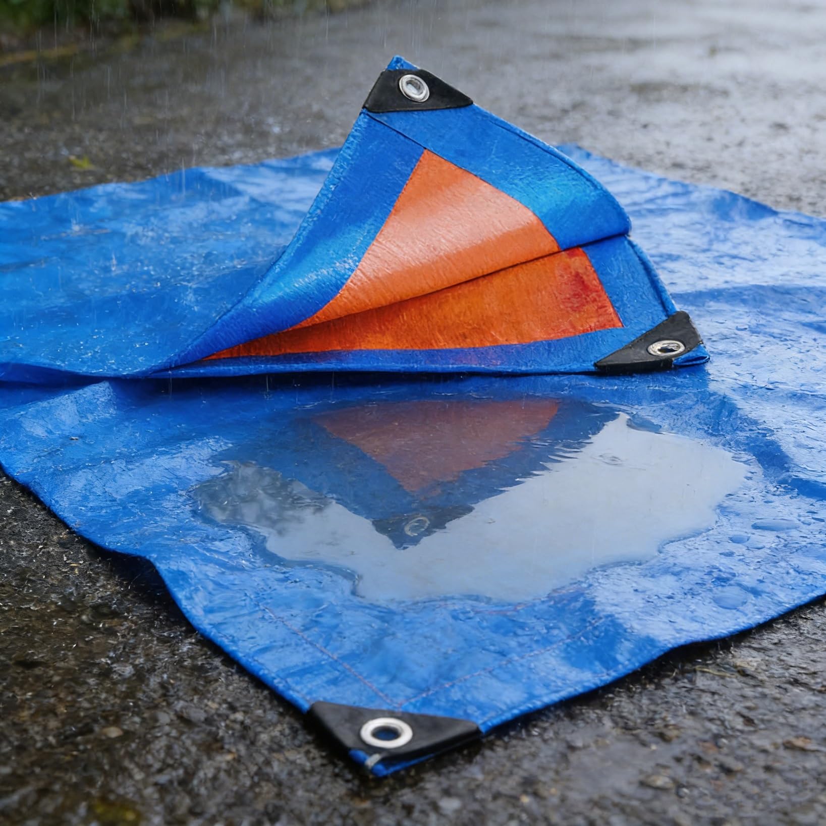 Lona impermeable azul de 80 x 360 cm en polietileno duradero con ojales para proteger tu jardín