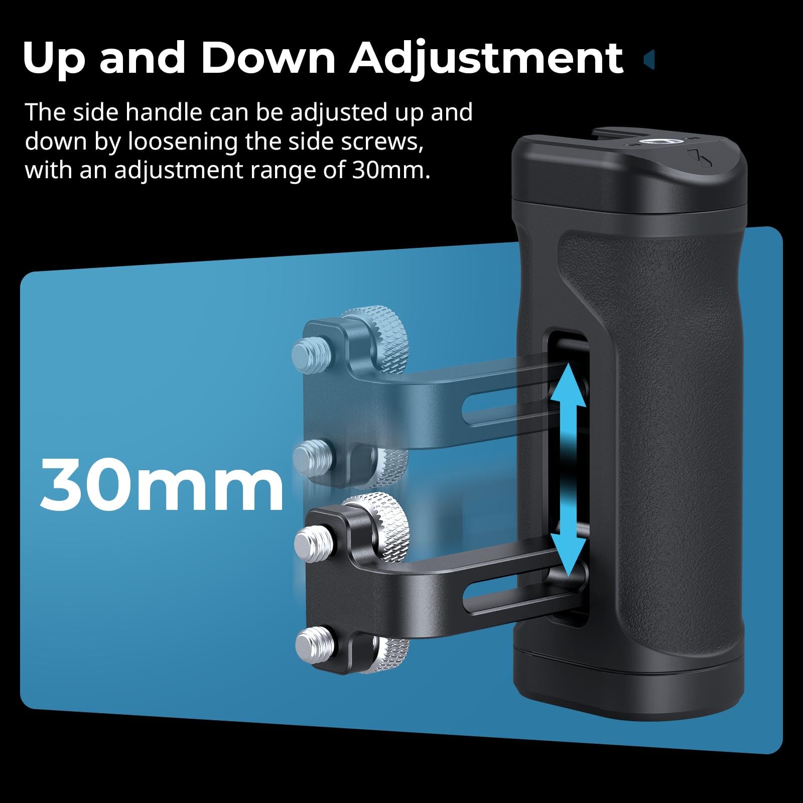 SMALLRIG Kit de Mini-Poignée Latérale Légère avec Trous Filetés 1/4"-20 et Pince OTAN, Capacité de Charge Jusqu'à 10 kg, Poignée Ergonomique pour Appareil Photo, pour Gaucher ou Droitier - 5532