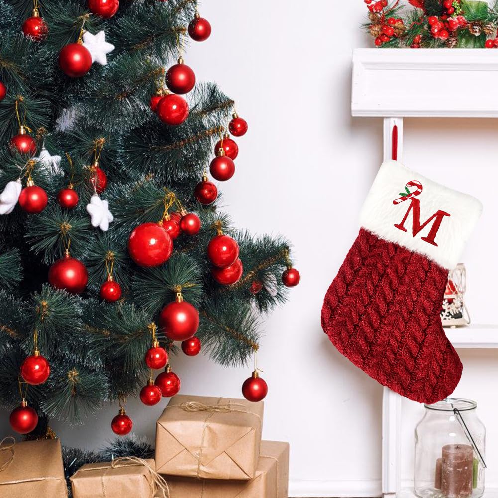 3-Pack Christmas Stockings - Small Cable Knit Holiday Hanging Decor In Red, Green, And White - View #8