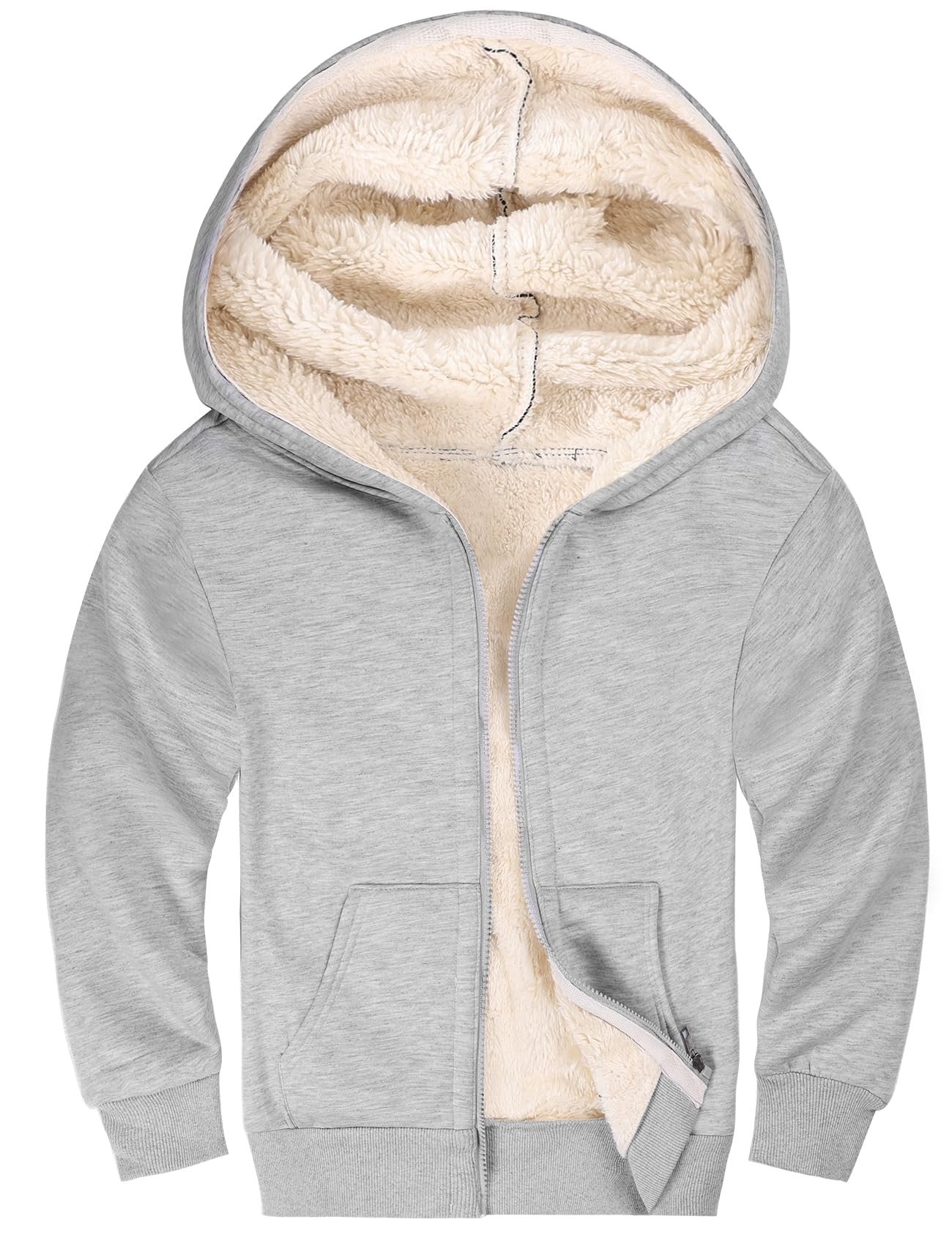 Gihuo Kids Fleece Jacket Sherpa Lined Zip Up Hoodie