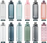 30oz Sport Water Bottle with Time Markers, Large Durable Gym Plastic Bottle for Fitness, Outdoor Enthusiasts, Leakproof (Pack of 1)