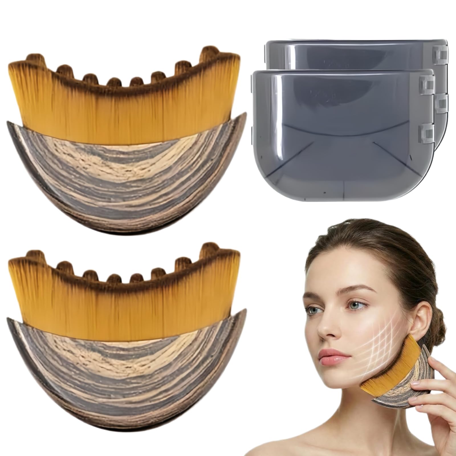 XWB 2PCS Ly'mphatic Contour Face Brush, Dr'ainage Massager for Face & Neck, Chin Jawline Sculpting Tool, Ergonomic Design for Anti-Swelling & Fatigue Relief