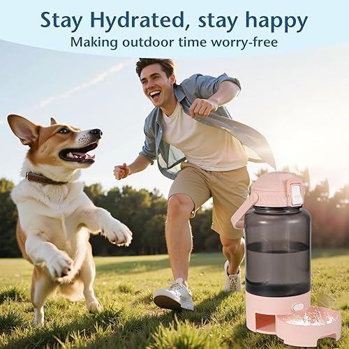 Miniatura 7 de Botella de agua para perros de 50 onzas con asa, dispensador portátil de agua para mascotas y seres humanos para senderismo, campamento, viajes, a