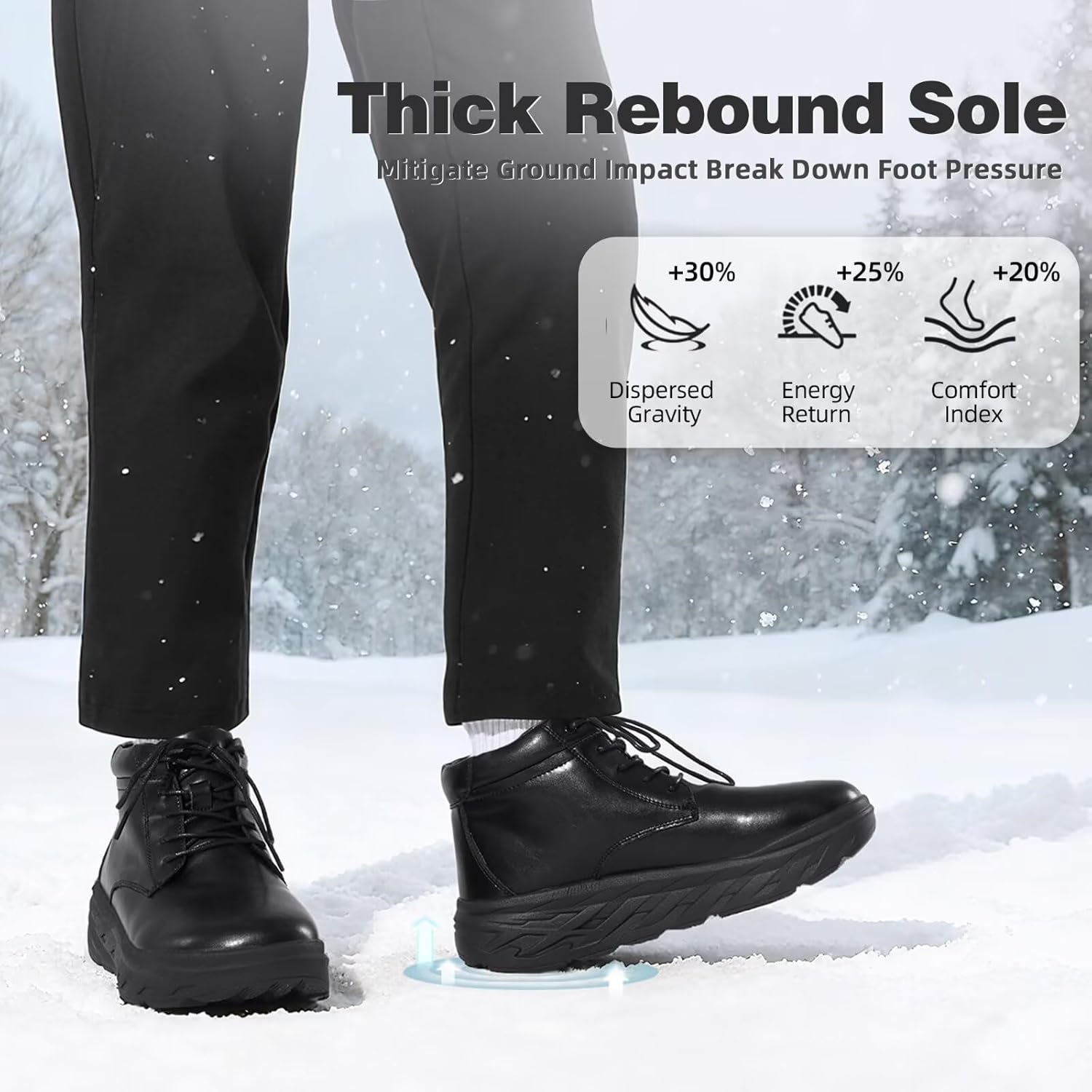 Men's Orthopedic Diabetic Winter Boots: Comfortable Wide Toe Box Warm Arch Support Plantar Fasciitis Leather Dress Oxfords Shoes, Casual Walking Snow Ankle Mid Boots for Foot and Heel Pain Relief - Image 8