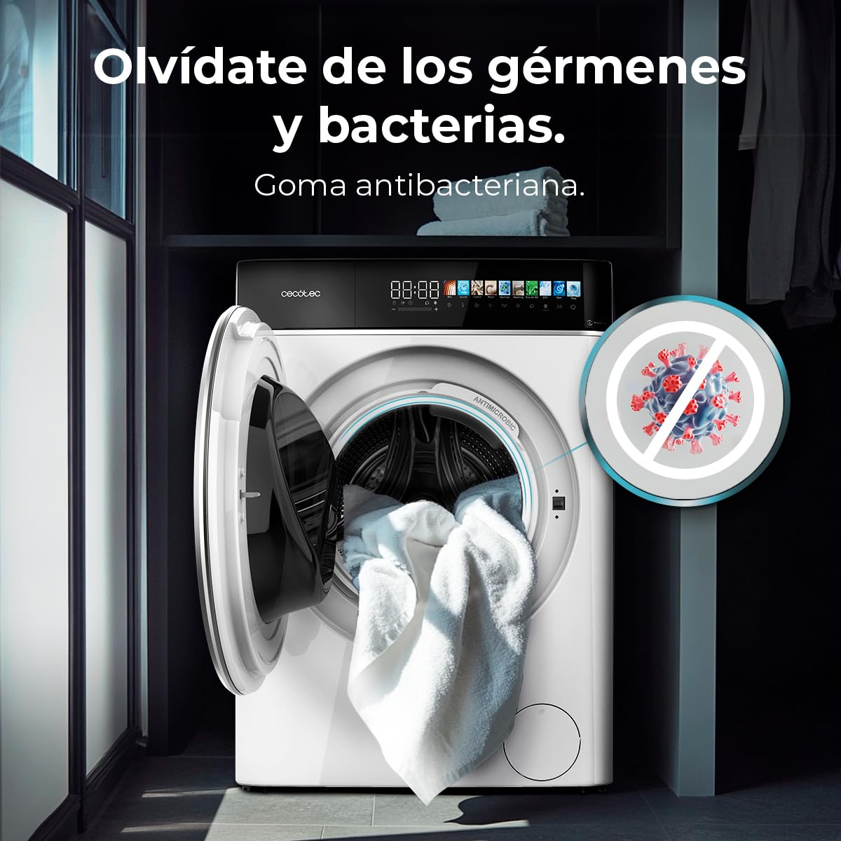 Cecotec Lave linge Frontal Bolero DressCode 10900 Inverter FullColor A, Machine à laver 10 kg, 1400 tr,min, écran 10,3", moteur Inverter, 11 programmes, SteamMax, classe A, Spa Care, Drum Clean Plus
