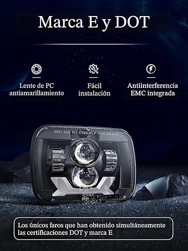 Miniatura 7 de HWSTAR Nuevos faros LED de 180W 1000% de brillo H6054 5x7 7x6, compatibles con Jeep Cherokee XJ Wrangler YJ, Emark DOT, antirreflejos, señal