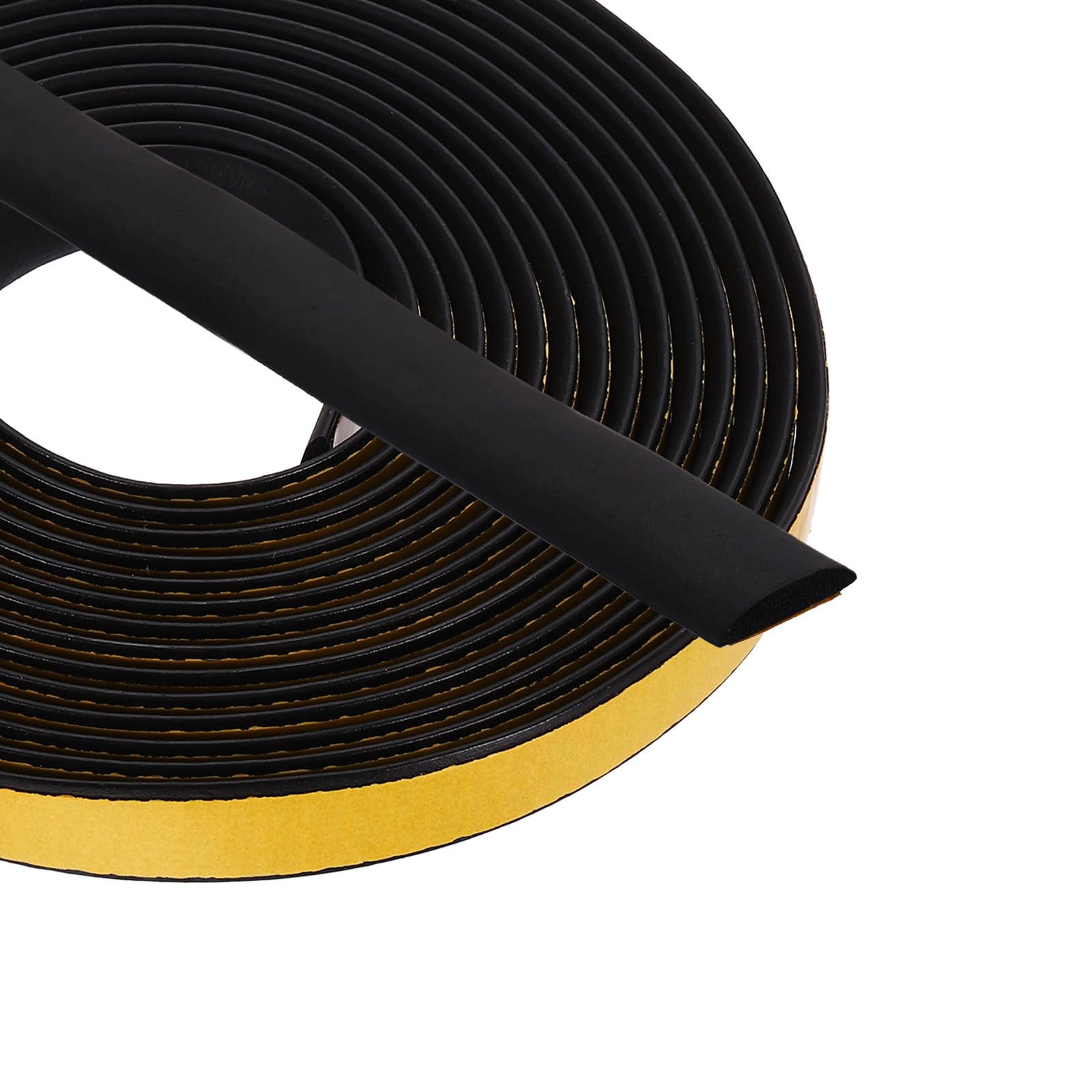 PATIKIL 5 Meters Solid Rubber Weather Stripping, 2Pcs 15mm W x 3mm H Self Adhesive D Shape EPDM Rubber Seal Strip Gasket for Door Frame Window Insulation RVs Furniture Cabinets, Black