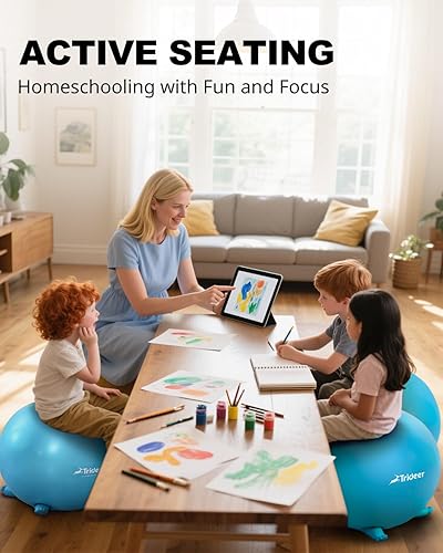 Miniatura 3 de Trideer - Sillas flexibles para aula de primaria, estilo pelota de yoga, tambaleantes, suministro escolar para niños sensoriales, sillas de