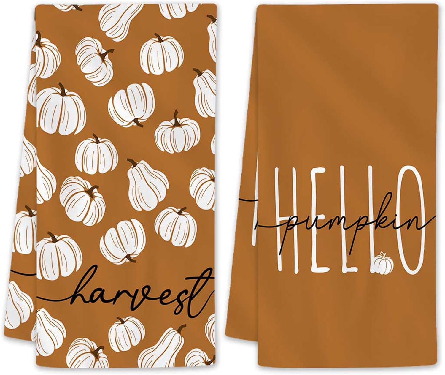 Pumpkin Fall Kitchen Towels 18x26 Inch Set Of 2 For Dining Table Decor