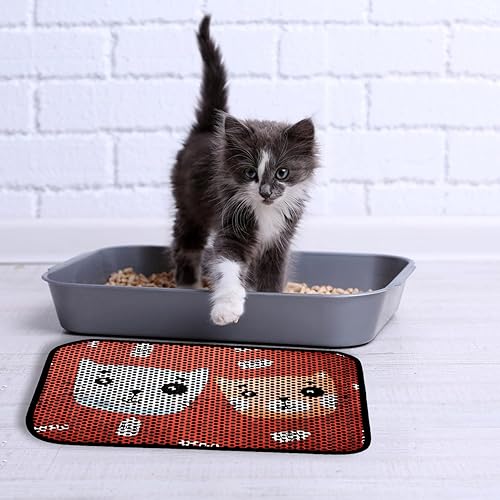 Miniatura 8 de FOREVERPETSUPPLIES Tapete de arena para gatos de 24 x 16 pulgadas, tapete grande para caja de arena, tapete de doble capa, a prueba de agua y orina,