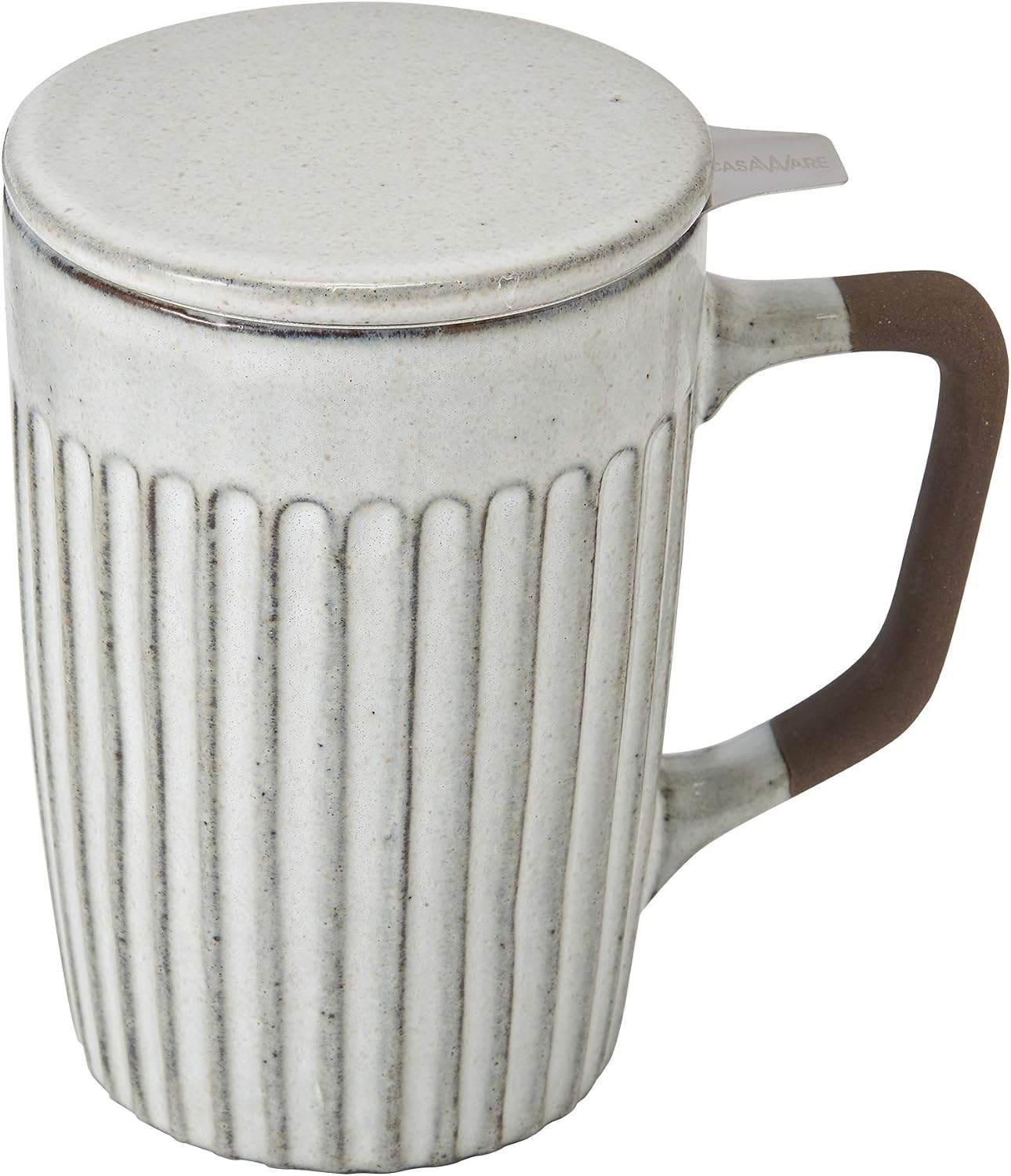 casaWare Shell 18-Ounce Tilt & Drip Tea Infuser Mug (Stone Gray)