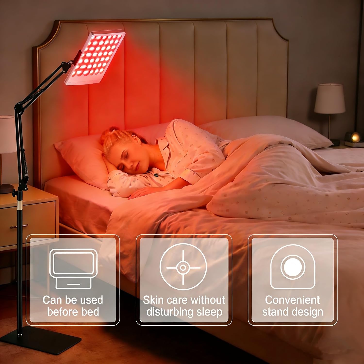 Red Light Therapy Stand - Universal Mobile Stand for Red Light Therapy Panel & Near Infrared Light Devices, Heavy-Duty Holder Adjustable Height & Any-Angle, 360° Swivel Wheel