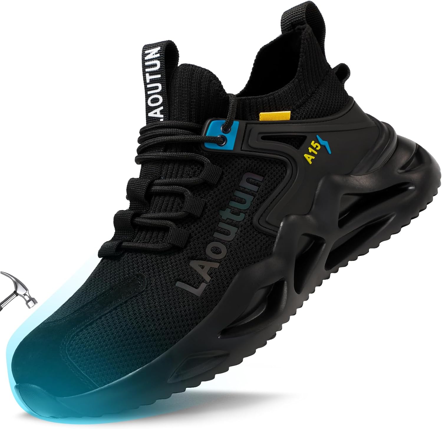 LAoutun Steel Toe Shoes for Men Work Shoes Safety Sneakers Comfortable Lightweight Puncture Proof Slip on Indestructible Construction Work Shoes