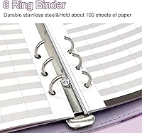 Vista 4 de Carpeta A6 recargable de piel sintética con 6 anillas, cubierta para cuaderno pequeño para papel de relleno A6, cubierta de planificador personal