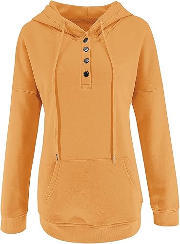 Miniatura 4 de GOFULY Camisas con botones para mujer, holgadas, de gran tamaño, con capucha, manga larga, bolsillos con cordón, ropa de invierno