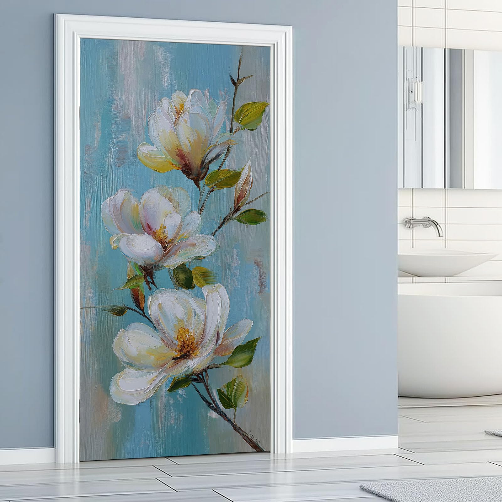 Adesivo per porta, 88 x 200 cm, stile pittura a olio, in vinile, PVC, impermeabile, autoadesivo, decorazione per camera da letto, soggiorno, casa, ufficio