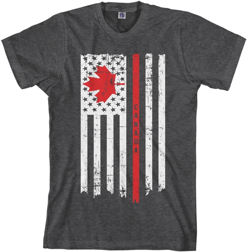 Threadrock Men's Canada USA Canadian American Flag T-Shirt