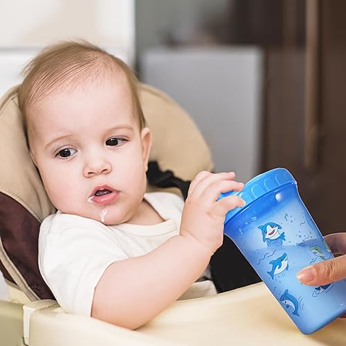 Miniatura 6 de Mifoci 12 vasos para sorber de 10 onzas para niños pequeños de 1 a 3 años, vasos con tapa con tapa reutilizables para bebés, aptos para