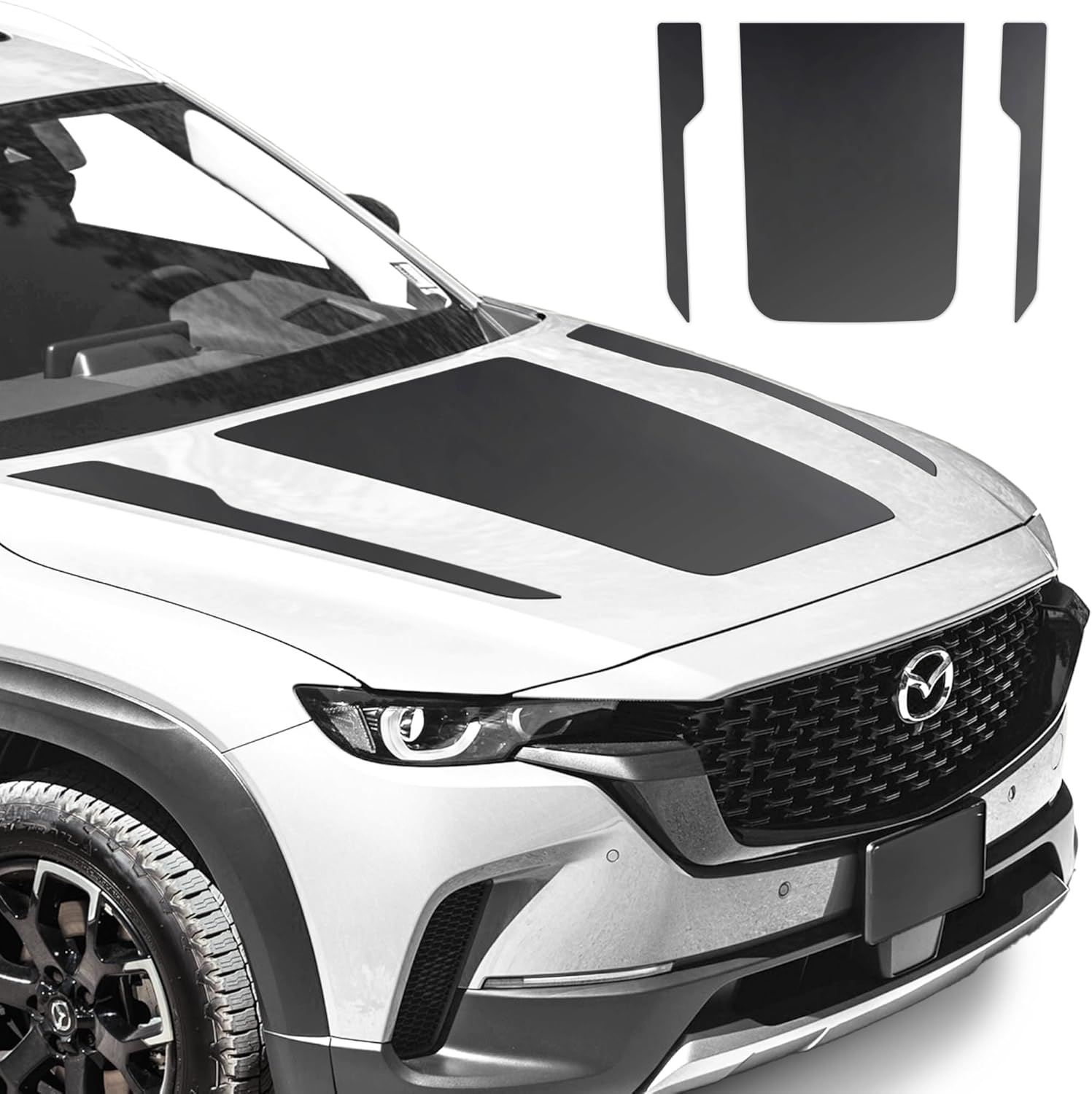 Meridian Style Blackout Hood Decal Kit, Matte Black, Waterproof, for Mazda CX50 (2018-2025) Vinyl Sticker