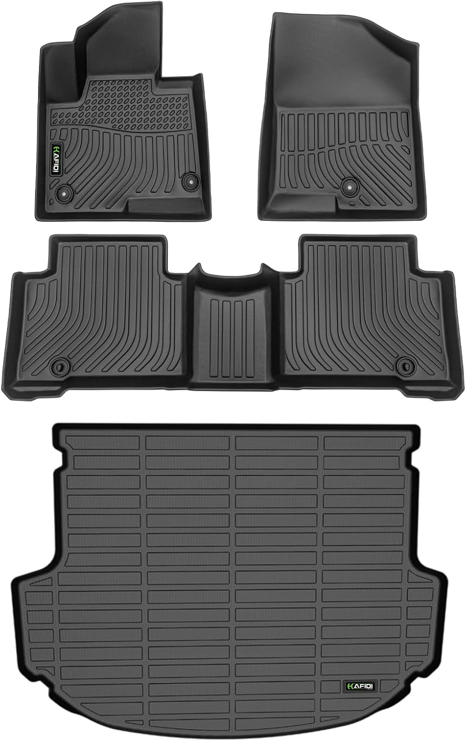 HAFIDI® Floor Mats & Cargo Liner Set Fit for 2013 2014 2015 2016 2017 2018 Hyundai Santa FE Sport All Weather Protection TPE Anti-Slip Car Full Set Floor Liners Custom Accessories - Black