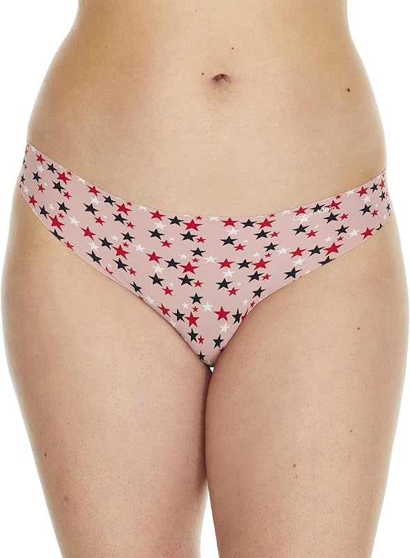 Calvin Klein Printed Invisibles Thong, XS, Fresh Pink
