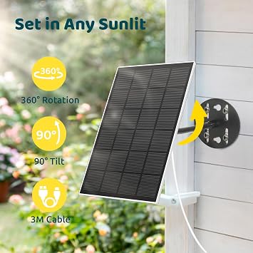 NETVUE Solar Panel for Bird Feeder Camera only, Type-C Charger, IP65 Waterproof for Outdoors, 3W Continuously Power Supply, 360 Swivel Bracket