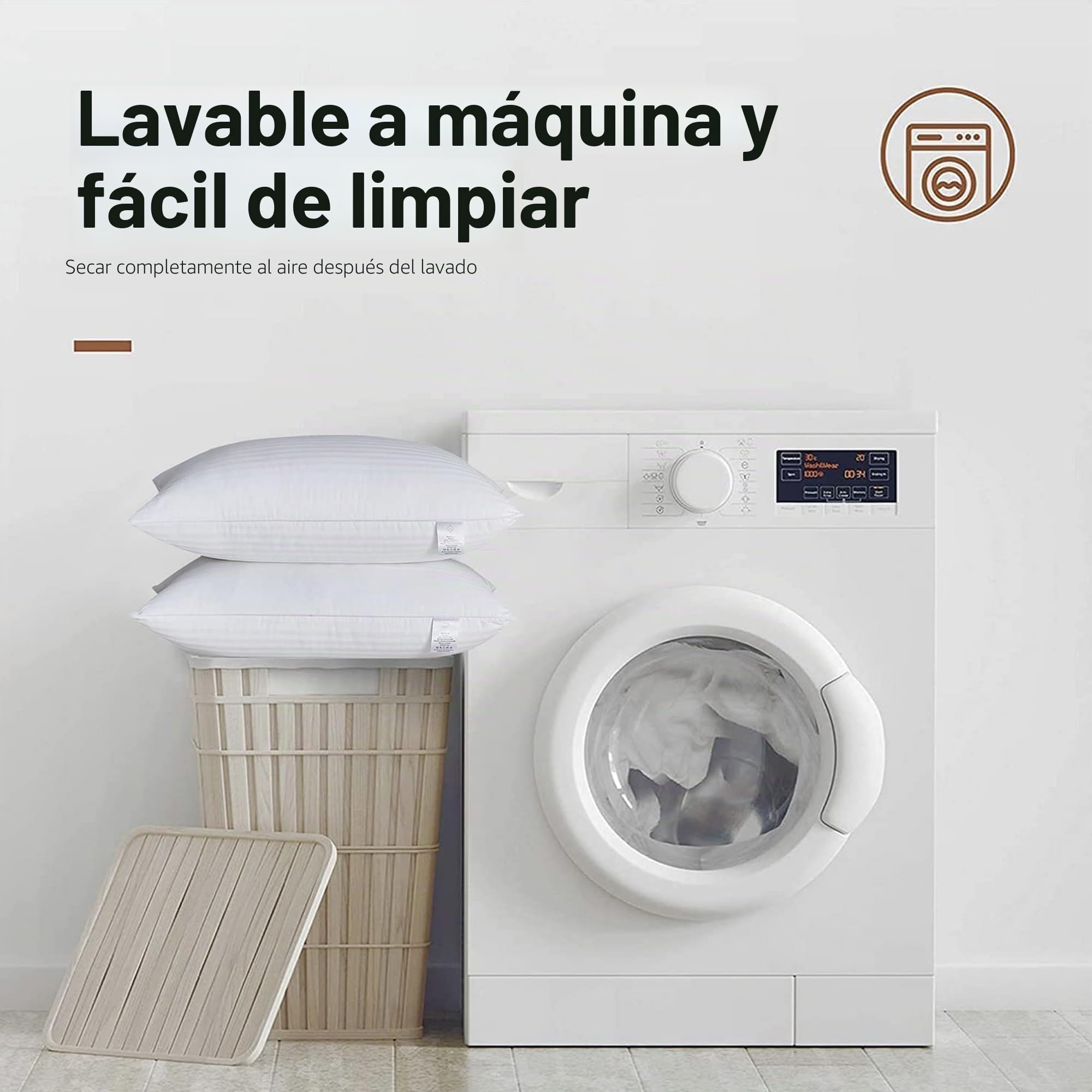 Adam Home Almohada a Rayas 8 Paquetes (50x75 cm), Almohada de Calidad Hotelera, Almohadas para Dormir de Lado, Almohada Rellena, Rebote rápido, a Prueba de Polvo