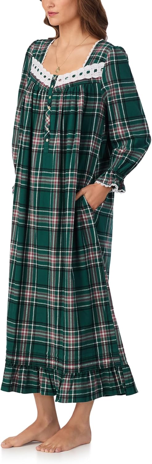 Eileen West Womens Sleepwear & Loungewear - Brushed Flannel Collection - 100% Cotton Long Sleeve 50" Long Ballet Nightgown - Image 3