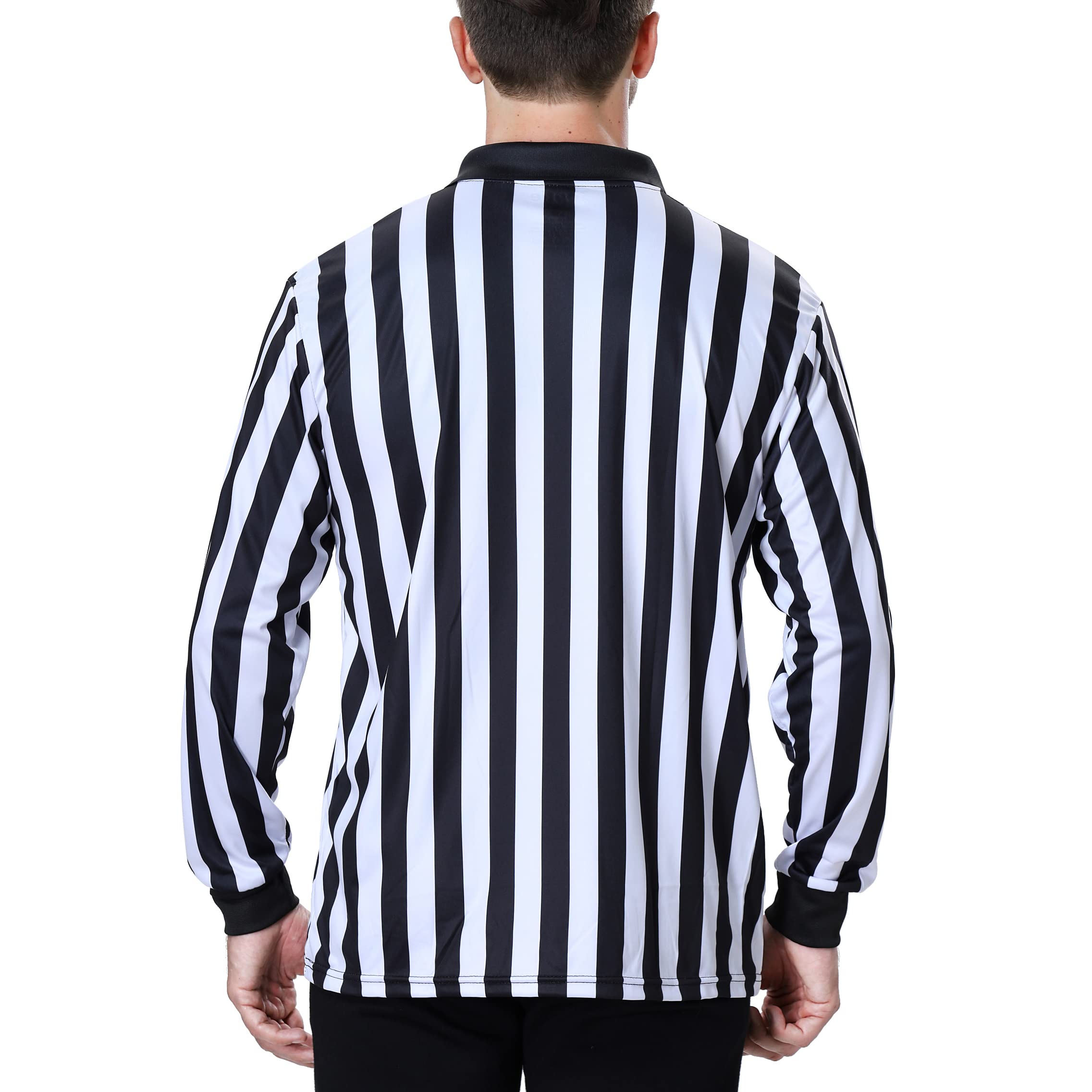 TopTie Camiseta árbitro Manga Larga Deporte Ropa Cremallera 1/4 Rayas Negras y Blancas