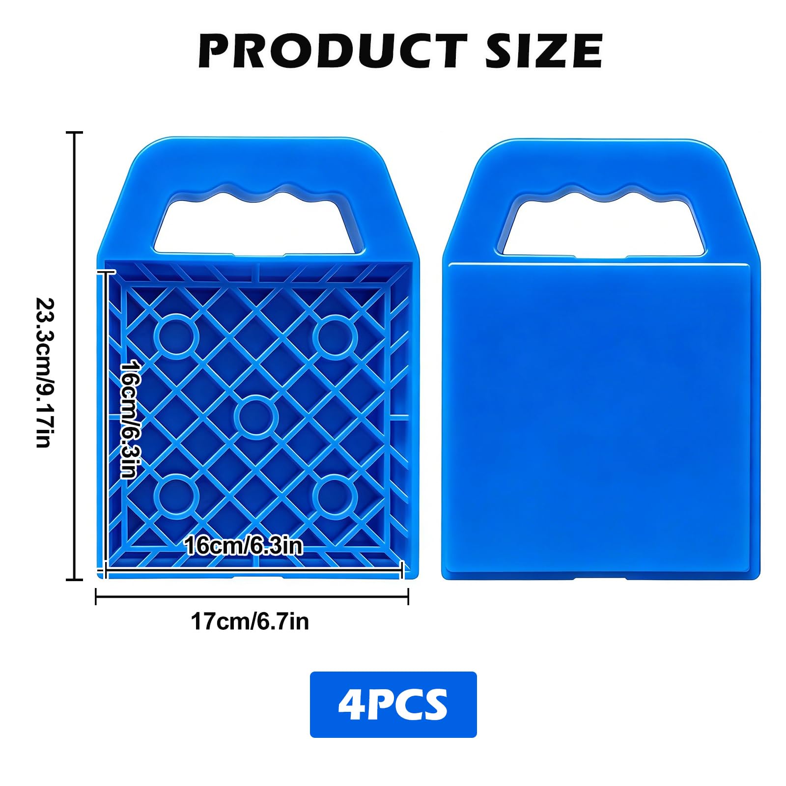 4 Pièces Coussin De Cric Pour Camping-Car,23 * 17CM Coussin De Support Pour Camping-Car Avec Poignée,Caravan Jack Pads,Coussinets De Cric De Caravane Pour Caravanes,Camping-Cars,Jusqu'à 3 T Max(Bleu)