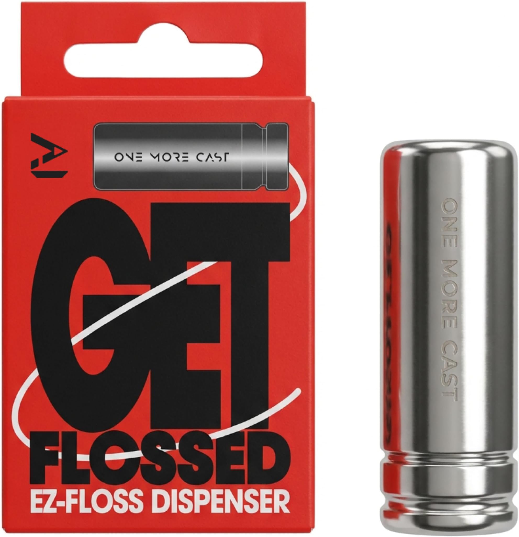 One More Cast OMC Get Flossed Bait Floss – 50m Spool in Reusable Tin with Built-In Cutter and Refill Option – Strong, Wax-Free Bait Floss for Carp Fishing Rigs & Pop-Ups