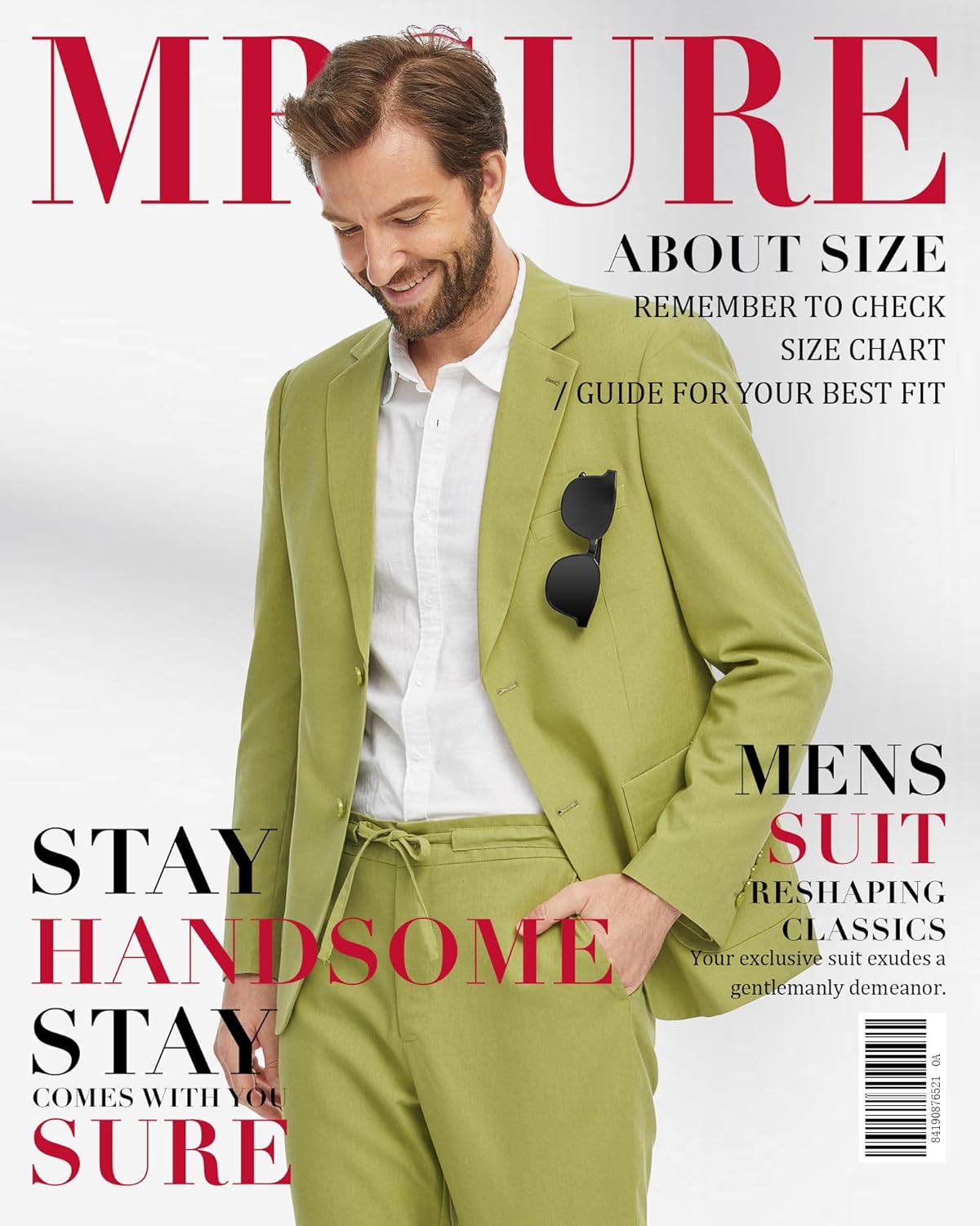 MrSure Men's 2-Piece Regular Fit Linen Suit, Two Buttons Lightweight Jacket and Pants for Prom, Beach Wedding, Casual, Summer - Image 7