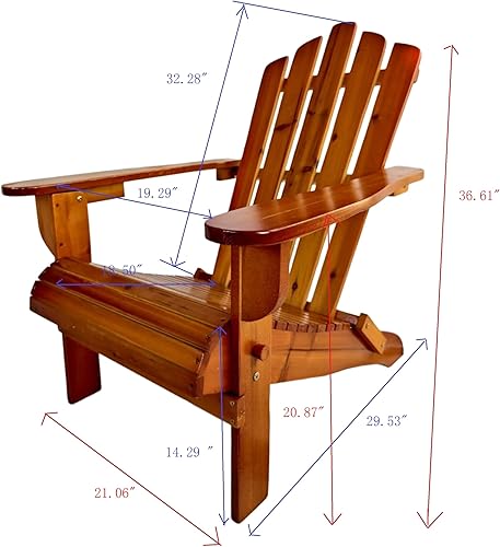 Miniatura 2 de Foldable Wooden Adirondack Chair  Solid Hardwood Construction, Comfortable Wide Seat & Armrests, Natural Oak Finish, 250 lbs Capacity, Easy Assembly