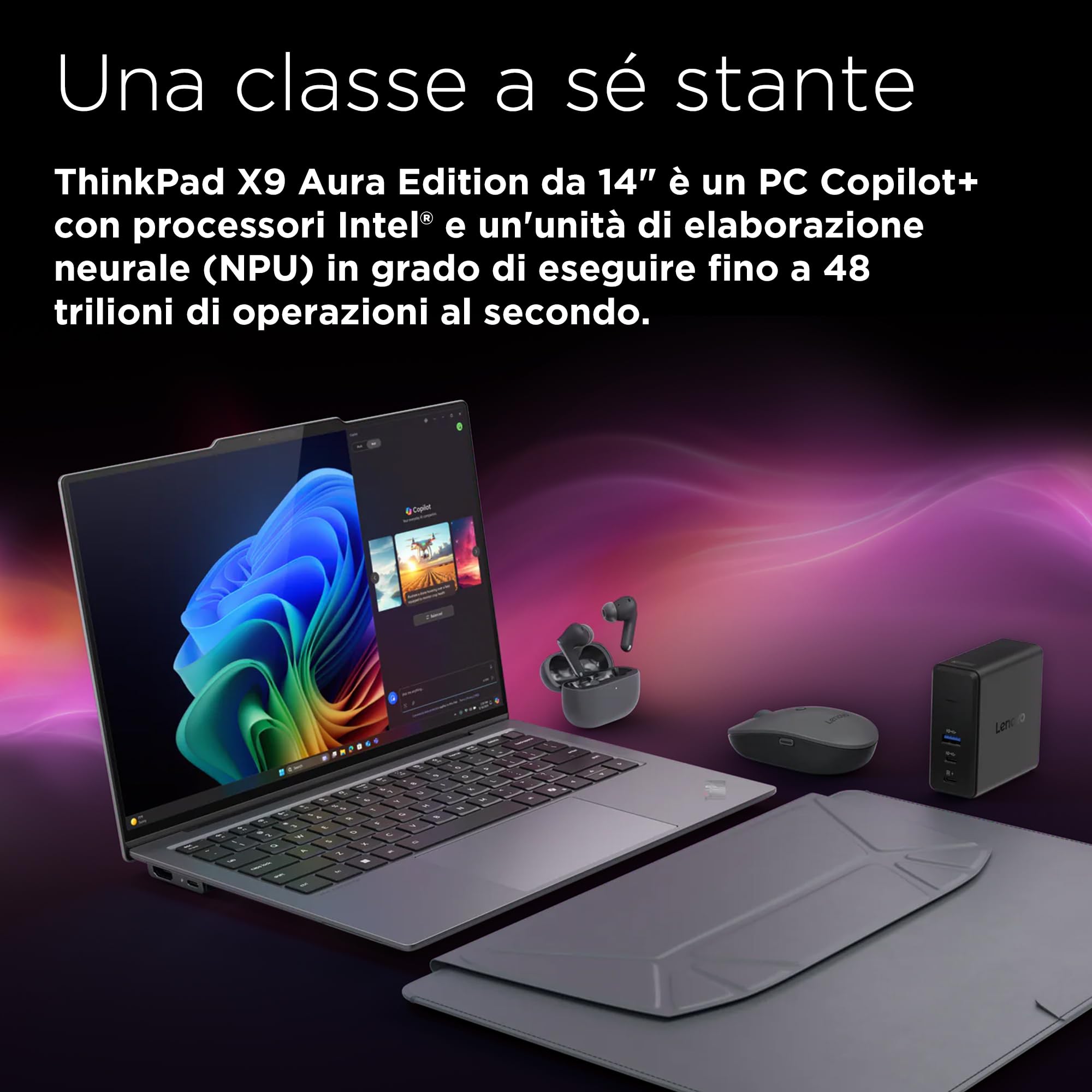Lenovo - Notebook 14-calowy ThinkPad X9-14 Gen 1, Copilot+ profesjonalny laptop z systemem Windows 11 Pro, Intel Core Ultra 7 258 V, 32 GB LPDDR5X, 1 TB SSD NVMe - Intel Arc Grafika i dźwięk Dolby