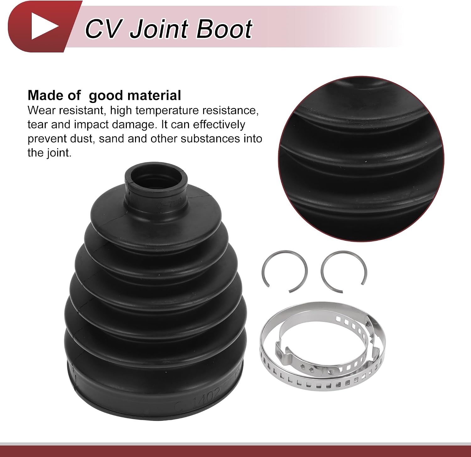 1 Set CV Joint Boot Kit for BMW 328i 2007-2016 for BMW 320i 2013-2018 Outer Constant Velocity Joint Boot W/Clamps No.31607549468 Black Rubber