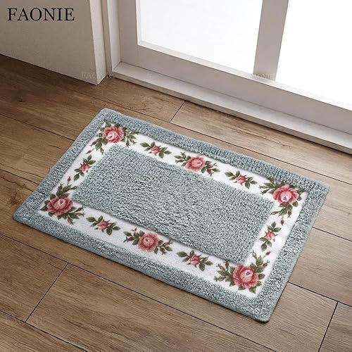Miniatura 3 de Alfombra romántica de estilo rural con diseño floral de rosas, alfombra de área, suave, antideslizante, tapete para baño, ducha, dormitorio, sala de
