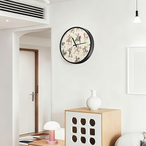 Miniatura 5 de Cowboy Retro 12 Inch Analog Wall Clocks Battery-Operated with Led Lights for Living Room Bedroom Kitchen Office Decor, Battery Not Included