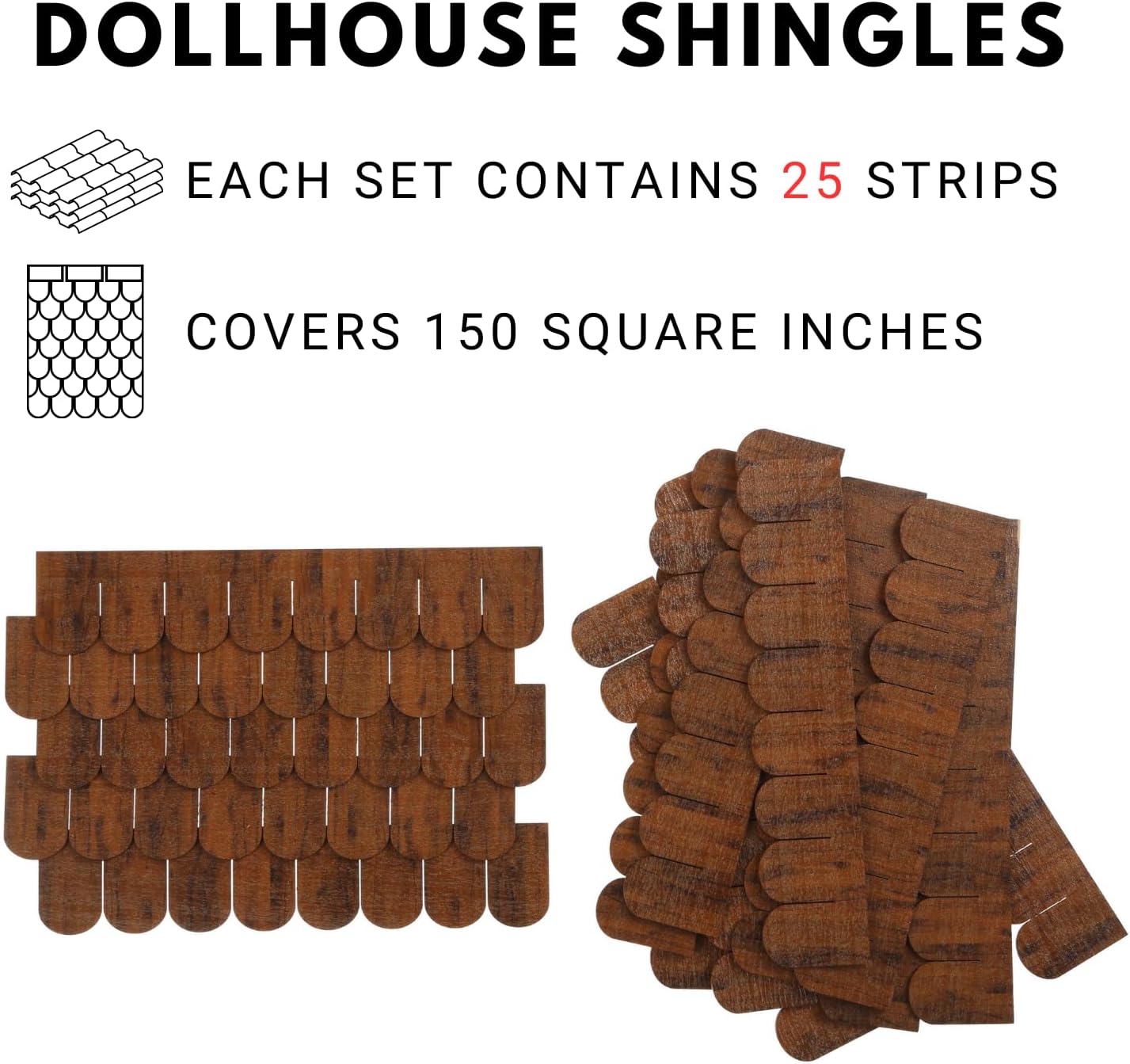 Miniature Roof Shingle Strips for 1:12 Scale Dollhouse Roofing