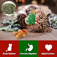 Vista 2 de Vansolinne Juguetes de Navidad con hierba gatera, 6 juguetes interactivos masticables para gatos de interior, juego de juguetes de dentición