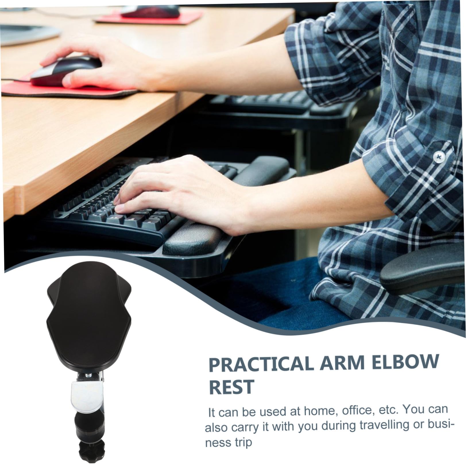 Reposabrazos Soporte para Muñeca Extensor de Escritorio Ergonómico en Abs y Hierro Diseño Plegable Adecuado para Oficina y Viajes de Negocios