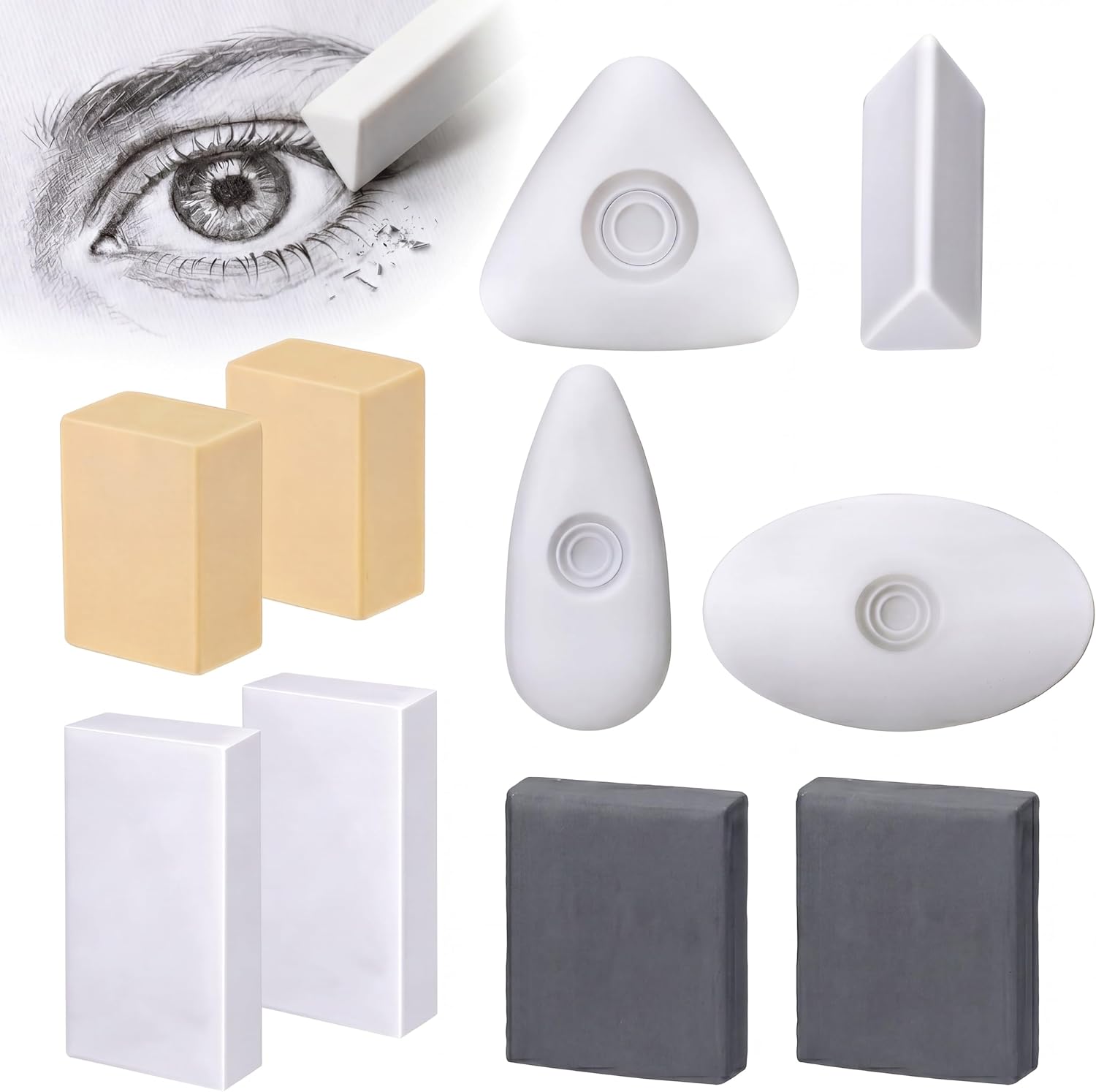 10 Pieces Drawing Art Pencil Erasers Set