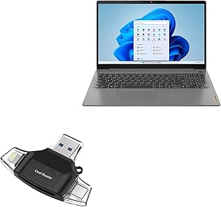 BoxWave Smart Gadget Compatible with Lenovo IdeaPad 3i (15.6 in - 82H8) - AllReader SD Card Reader, microSD Card Reader SD Compact USB - Jet Black