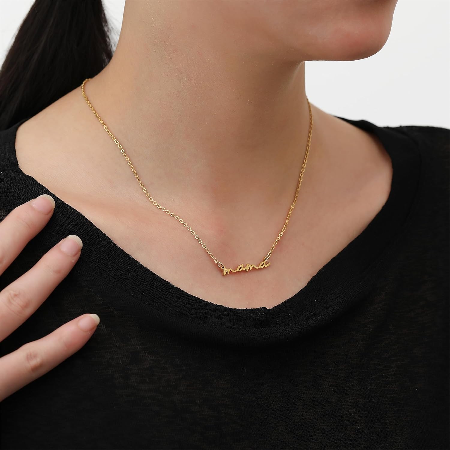 SKQIR Mama Necklaces For Women, Gold Plated Momma Mom Necklace,Pregnant Pregnancy Gifts For Expecting Mom, First Time New Mom Gifts,Mommy Mama To Be Gifts,Postpartum Gifts For Mom After Giving Birth - Image 4