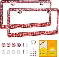 Vista 10 de Marco de matrícula brillante para mujer, paquete de 2 soportes de matrícula de acero inoxidable de alta calidad, hechos a mano con diamantes