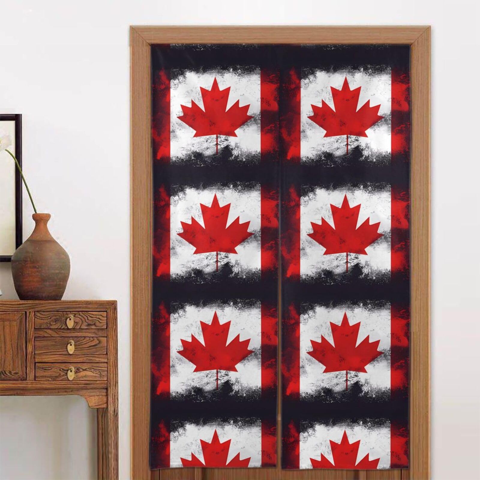 MTGFJD Canadian flag Door curtain, blackout, suitable for bedrooms, windows, kitchen, etc., 86 x 143 cm.