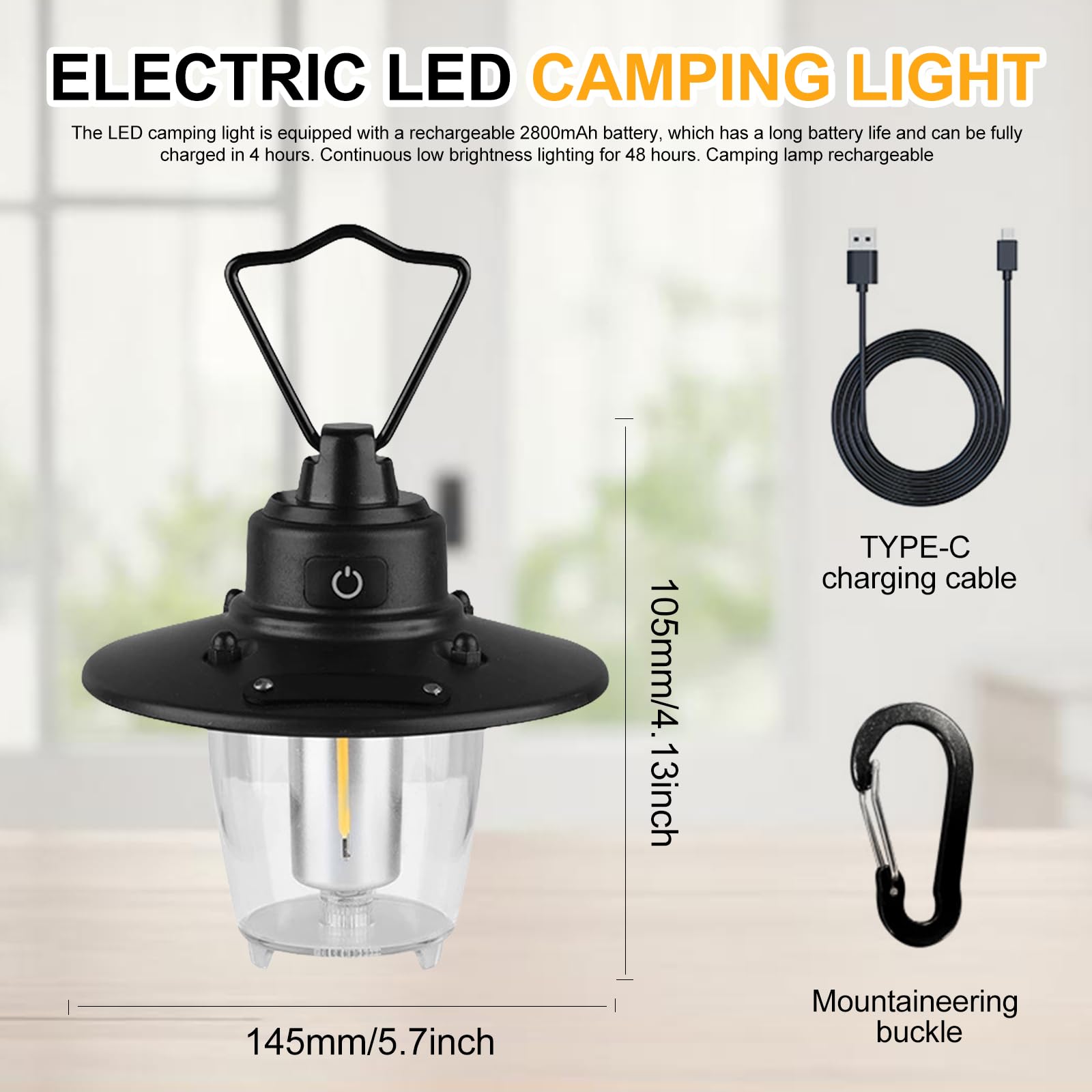 Lanterna Da Campeggio 3 Modalità Di Luce Lampada A Led Ricaricabile USB